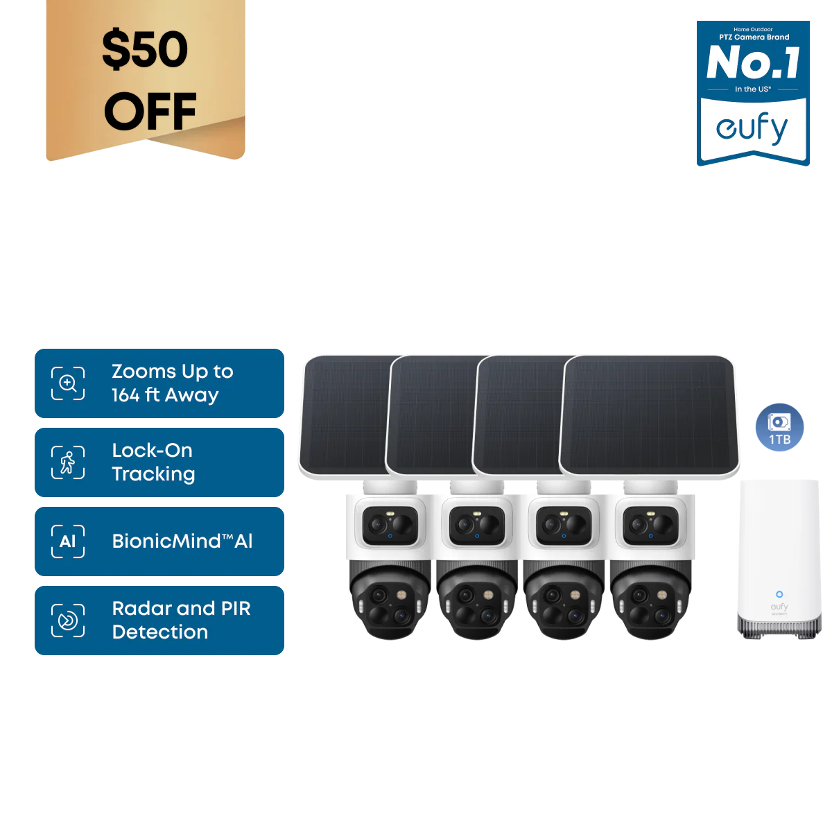 eufyCam S4 4-Cam Kit + 1 TB Hard Drive