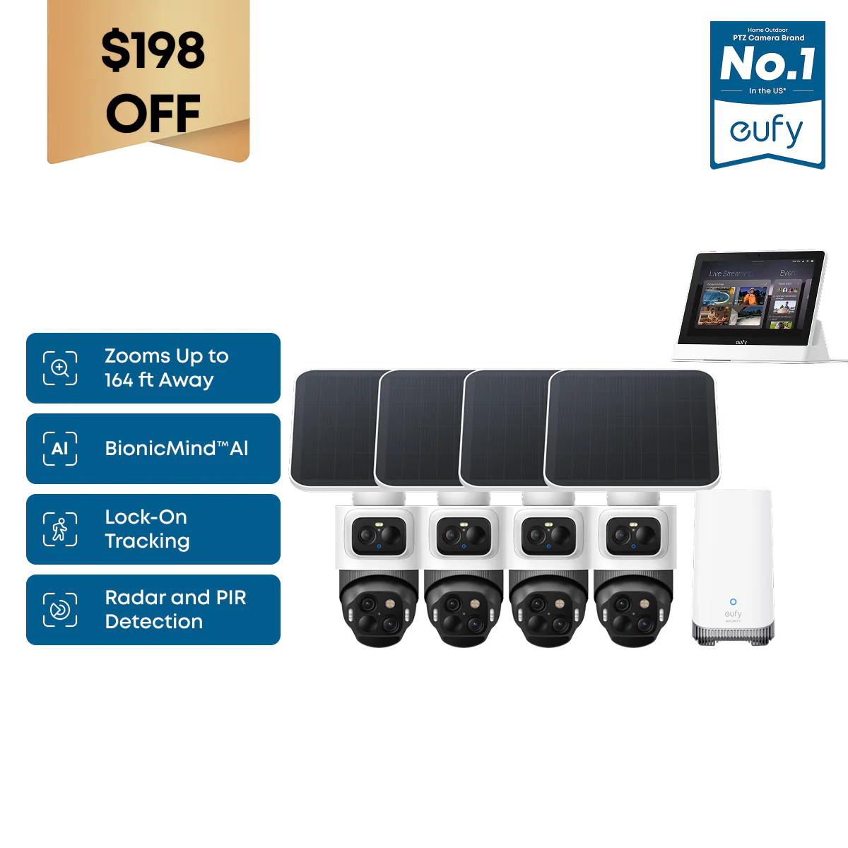eufyCam S4 4-Cam Kit + eufy Smart Display E10