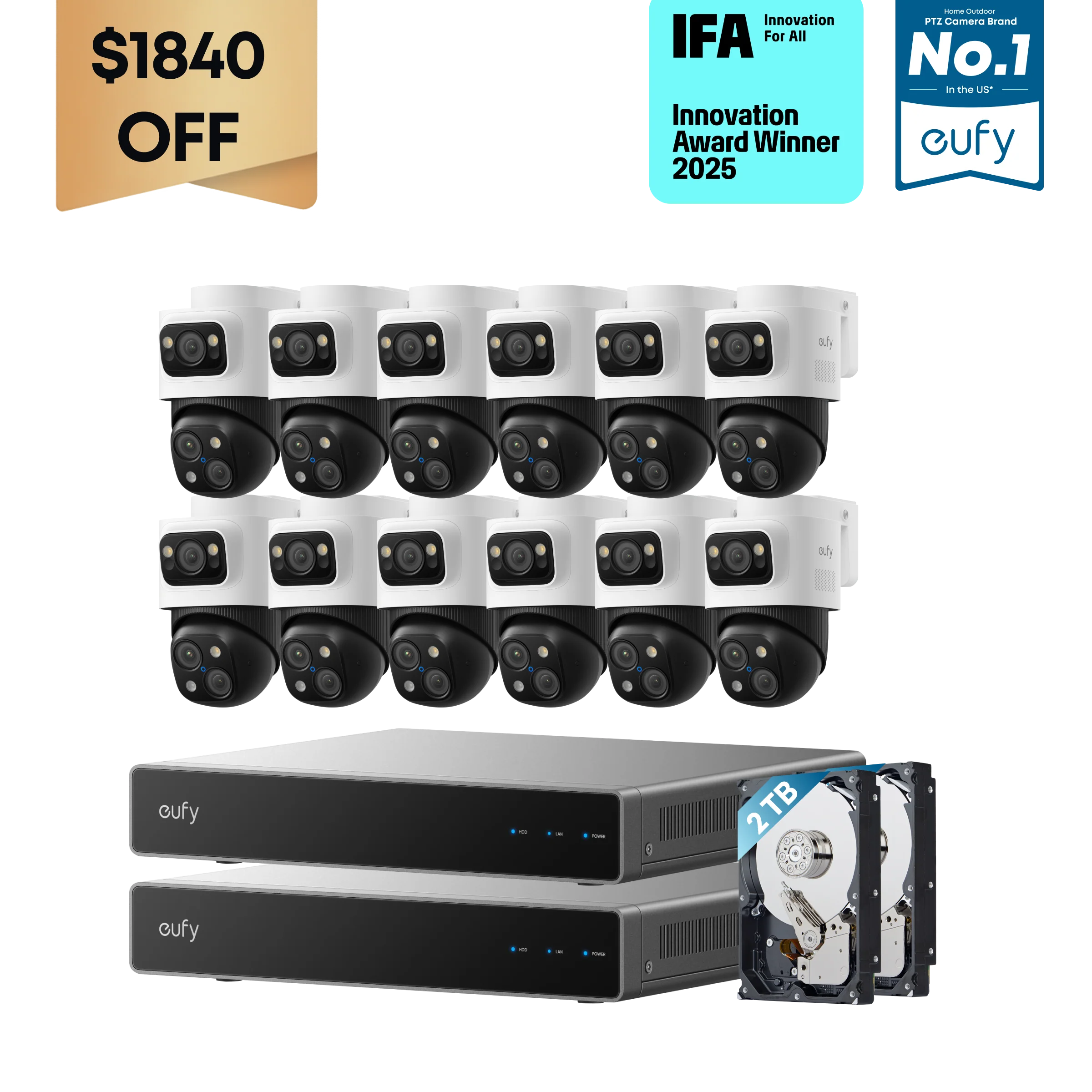 eufy Dual-NVR PoE System with 12 PoE Cam S4