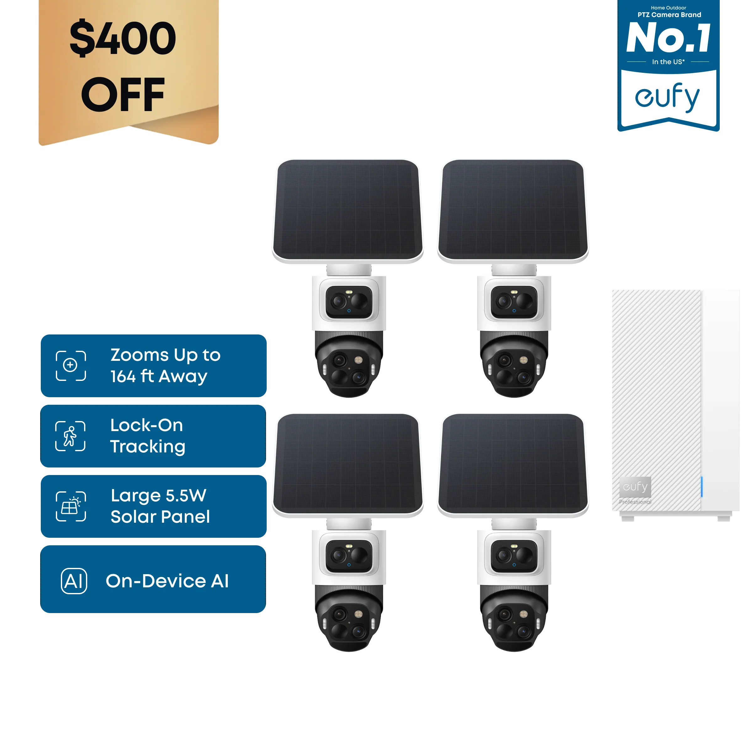 eufyCam S4 (4-Cam Kit) + eufy HomeBase™ Professional S1