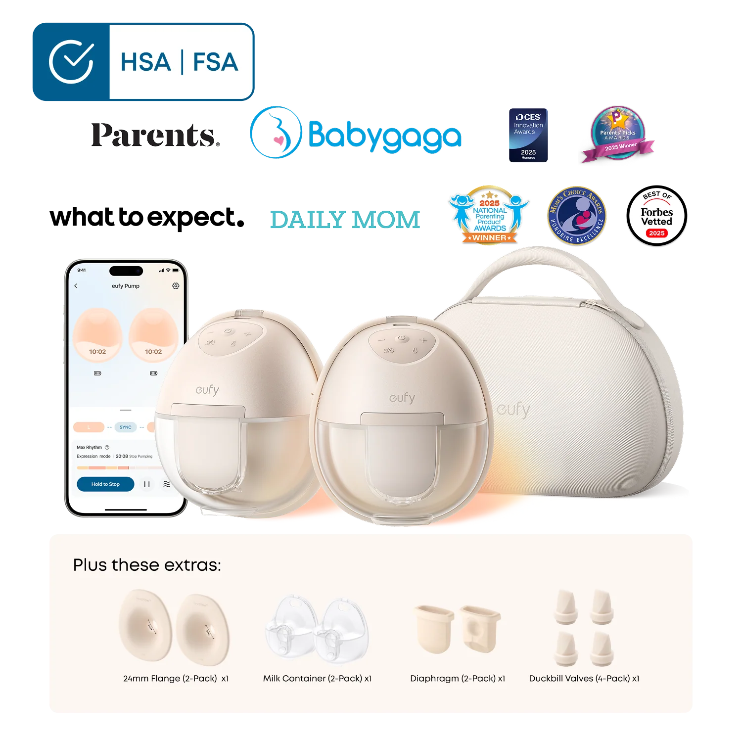 eufy Wearable Breast Pump S1 Pro Essential Kit with 24mm Flange