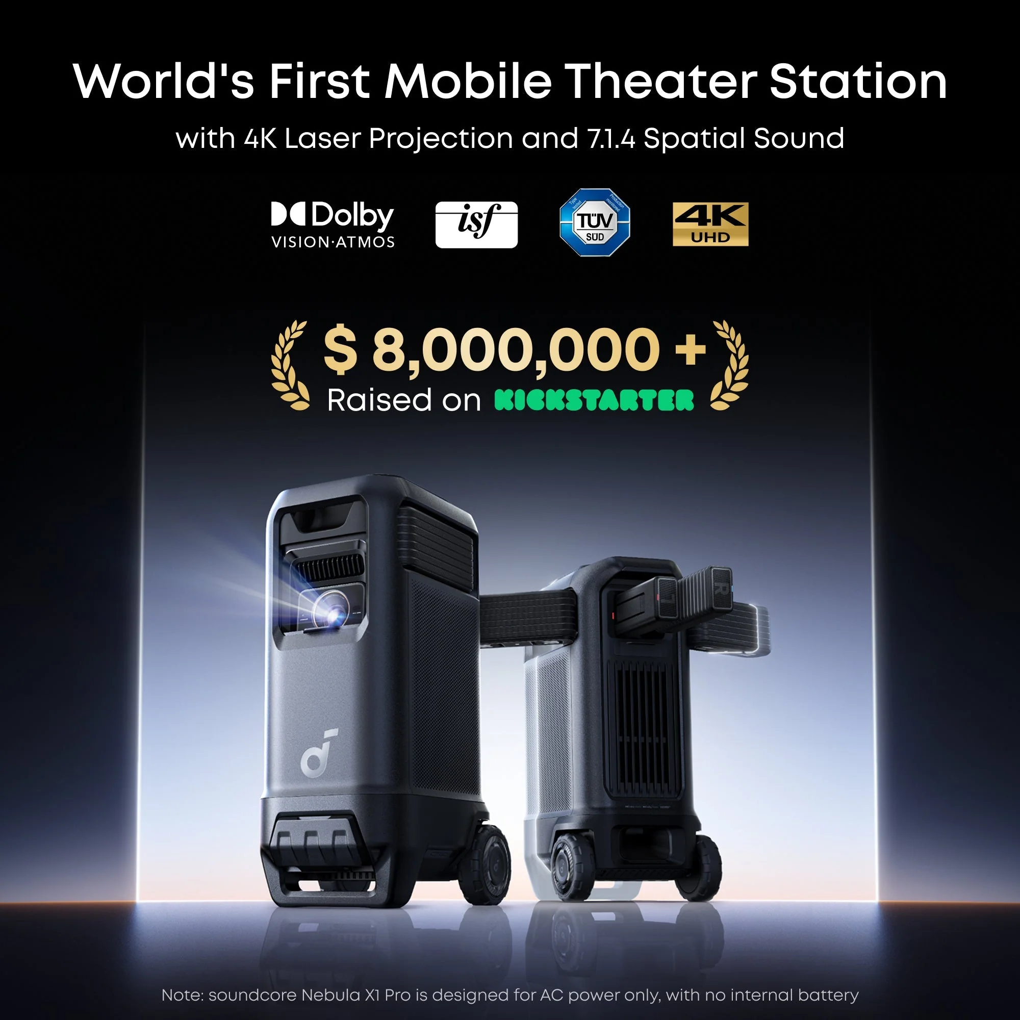 soundcore Nebula X1 Pro 4K Projector | World's First Mobile Theater Station - Image 3