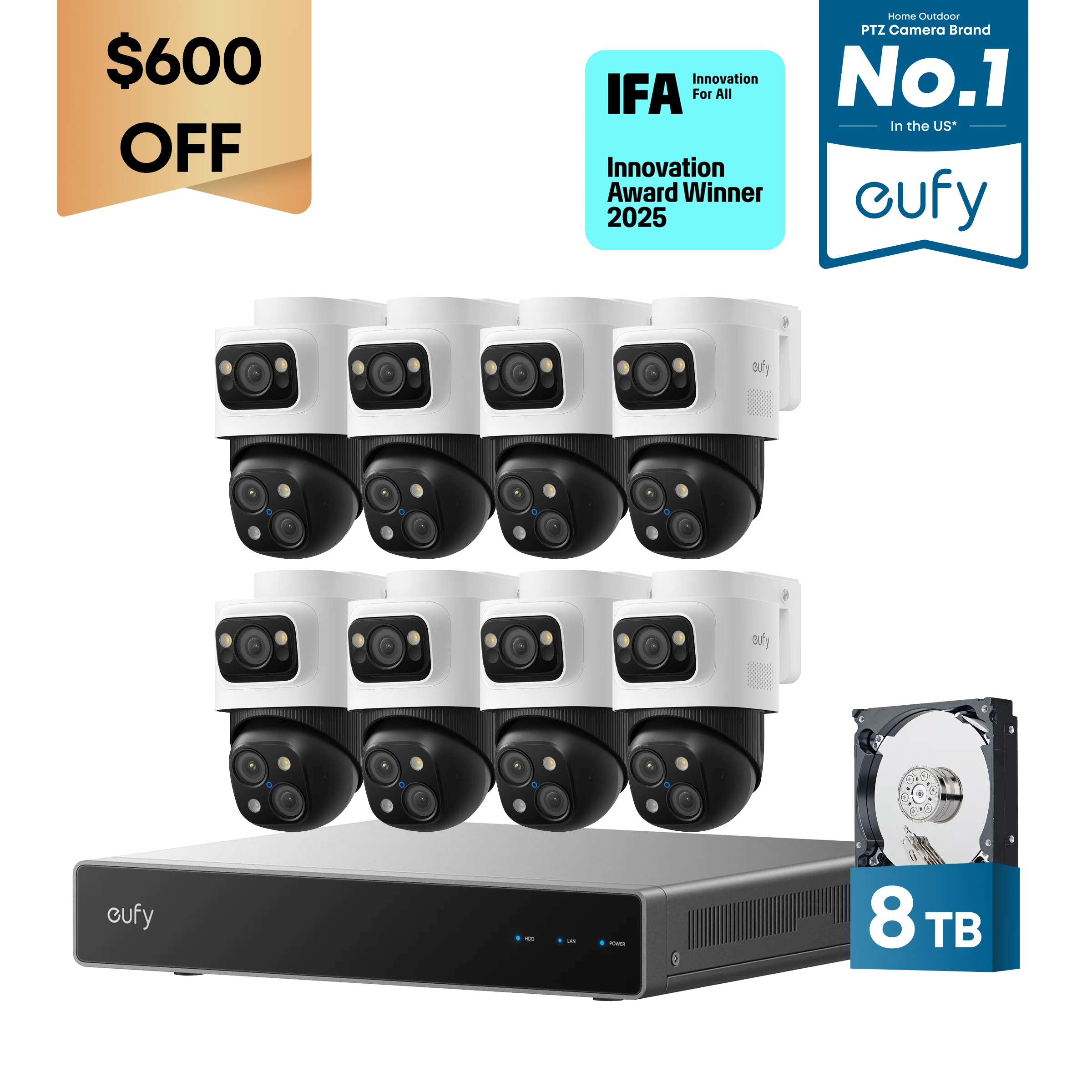 eufy 4K NVR S4 Max 8-Camera Kit with 8 TB HDD