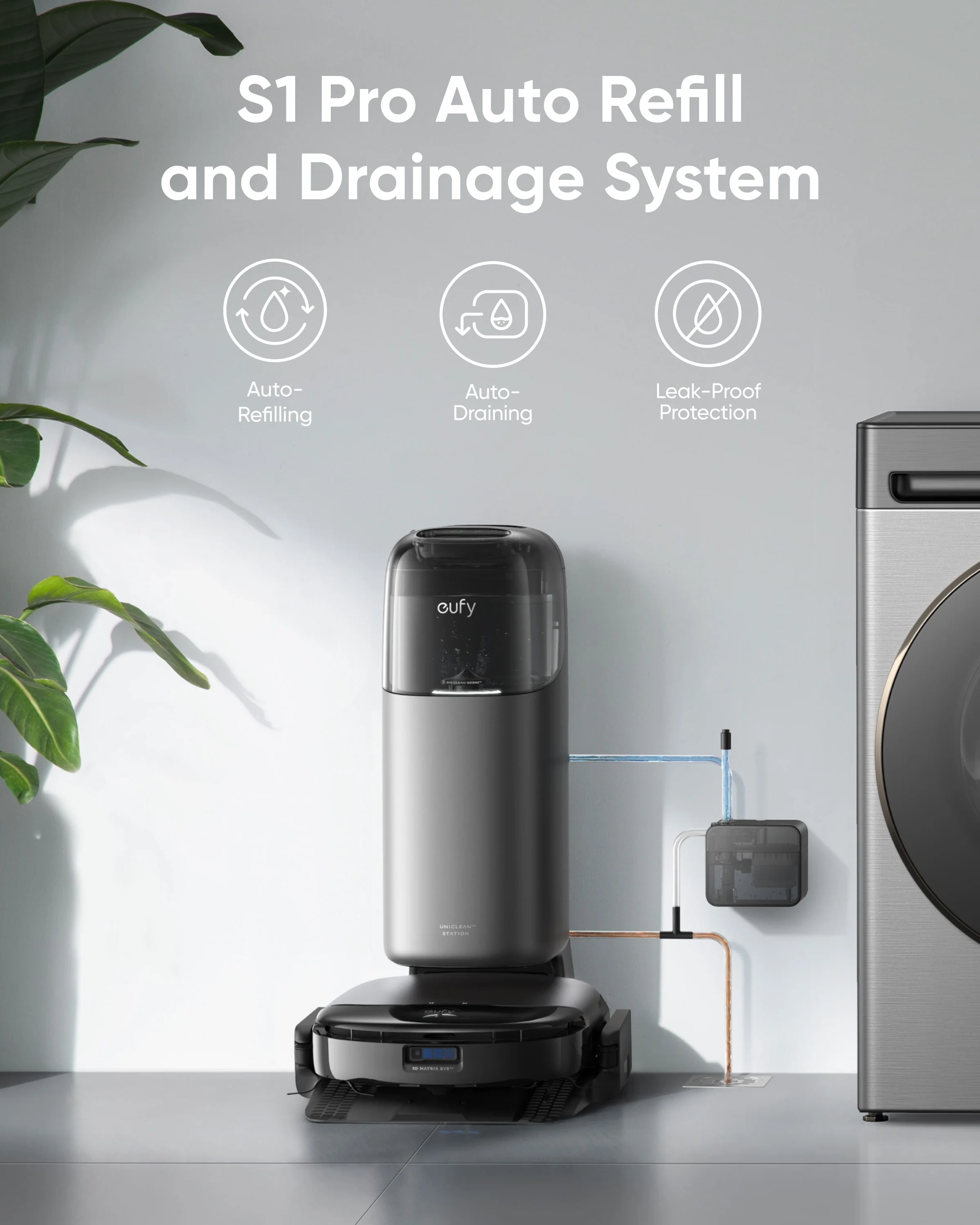 eufy Accessory-Auto Water Refill and Drainage System, Auto-Refill and Drain Module, Compatible S1 Pro Hydrojet - Image 2